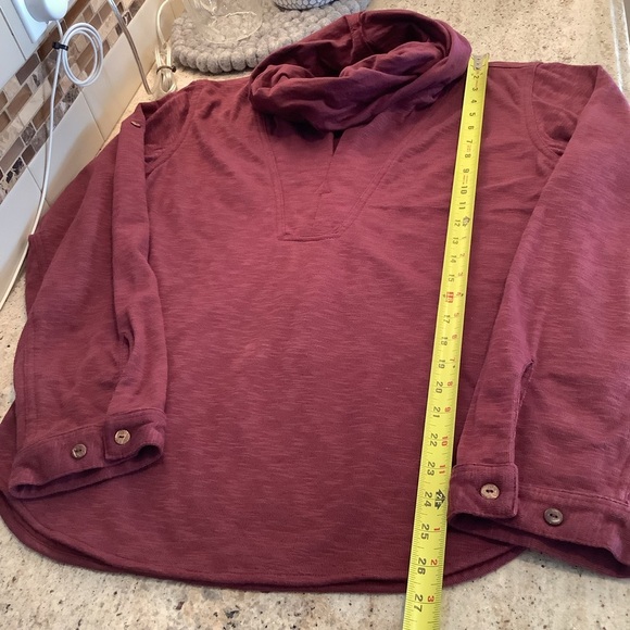 Murkobeye Burgundy Cowl Neck “Flow Shirt” Size Small Made in Bali - Picture 9 of 9